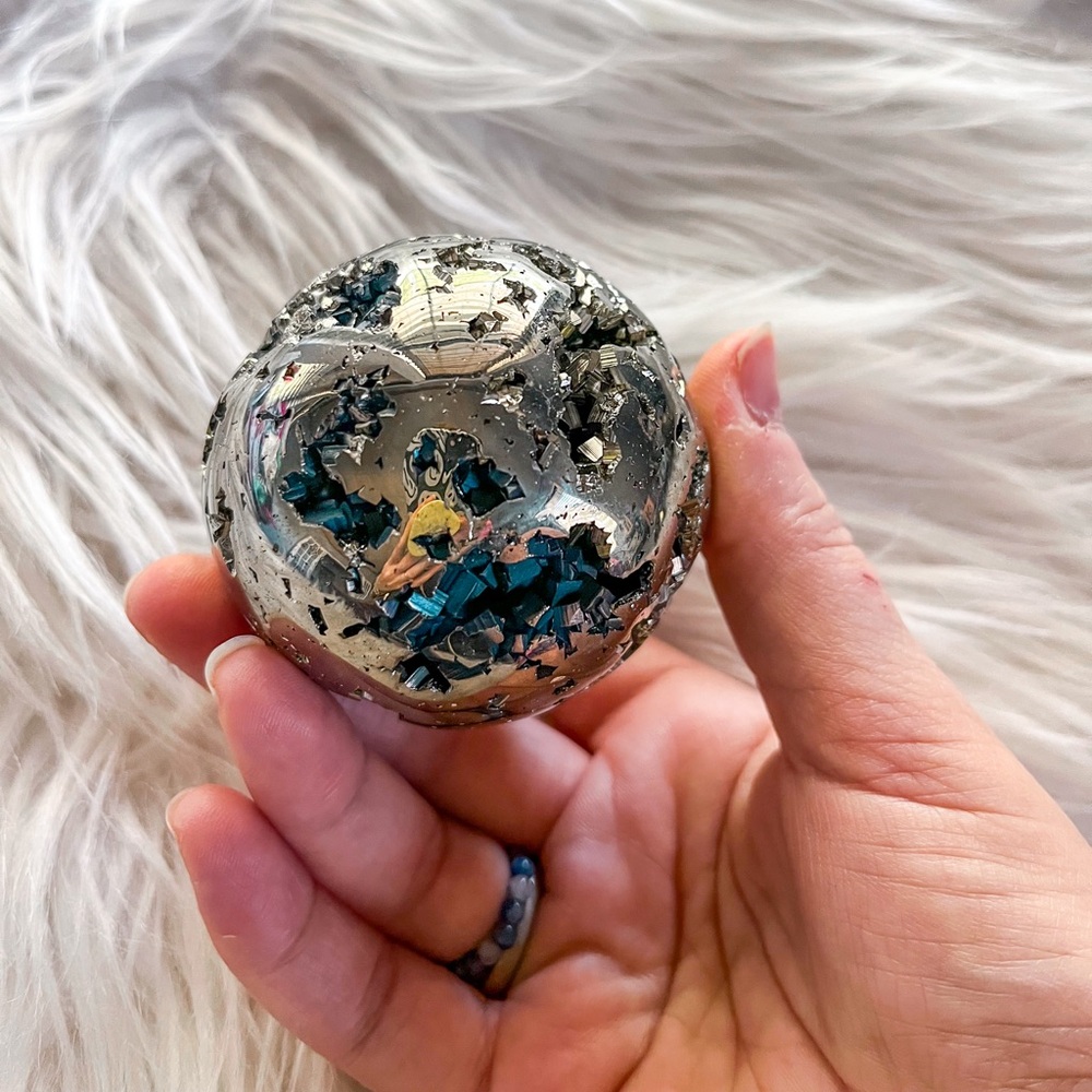Pyrite sphere with hematite
